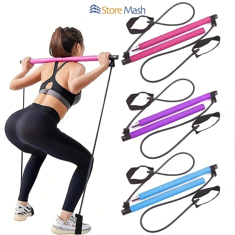 Versatile Pilates Bar Set - Resistance Rope for Full-Body Fitness, Stretching, and Post-Pregnancy Recovery