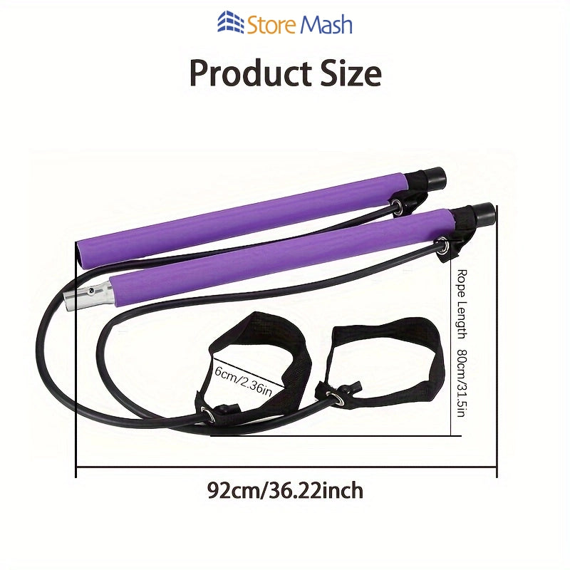 Versatile Pilates Bar Set - Resistance Rope for Full-Body Fitness, Stretching, and Post-Pregnancy Recovery