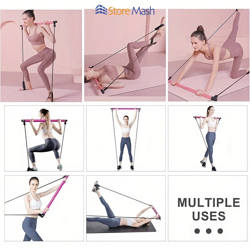 Versatile Pilates Bar Set - Resistance Rope for Full-Body Fitness, Stretching, and Post-Pregnancy Recovery