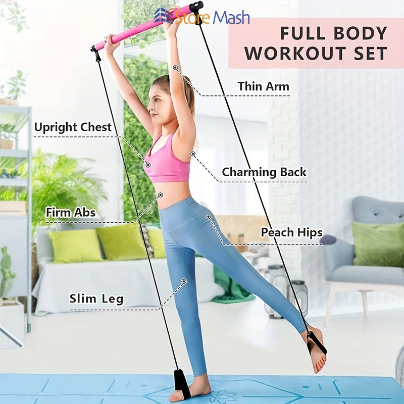 Versatile Pilates Bar Set - Resistance Rope for Full-Body Fitness, Stretching, and Post-Pregnancy Recovery