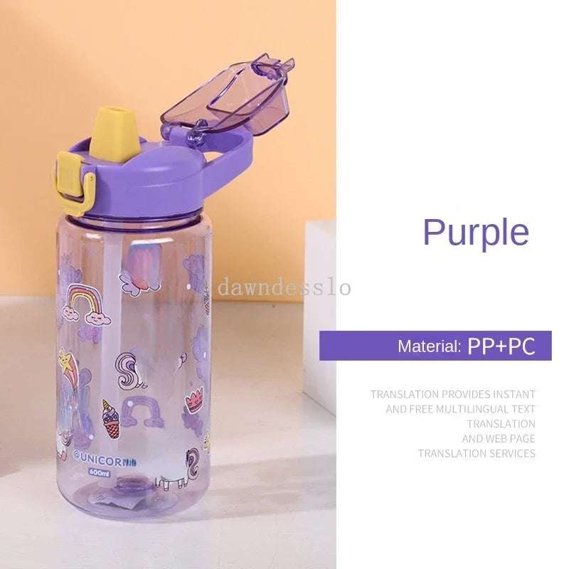 600ml kids Water Bottles Creative Cartoon Feeding