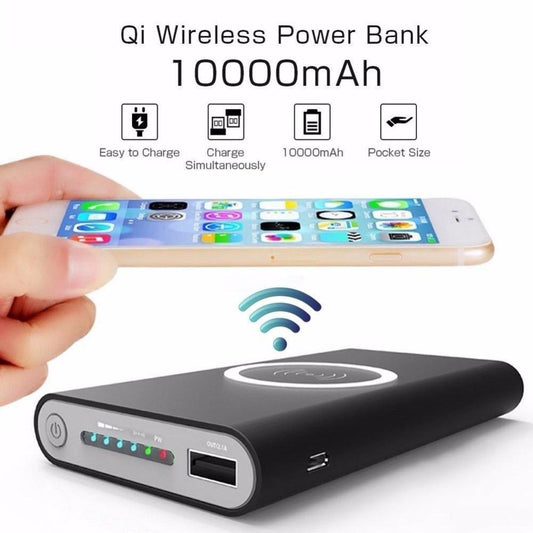 Charge your phone or other electronics wirelessly with this portable power bank.