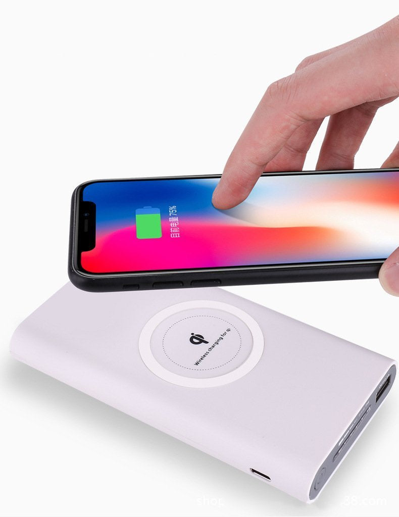 Charge your phone or other electronics wirelessly with this portable power bank.