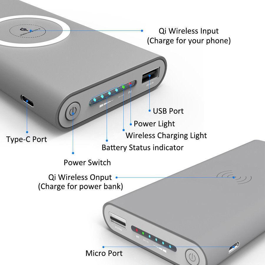 Charge your phone or other electronics wirelessly with this portable power bank.